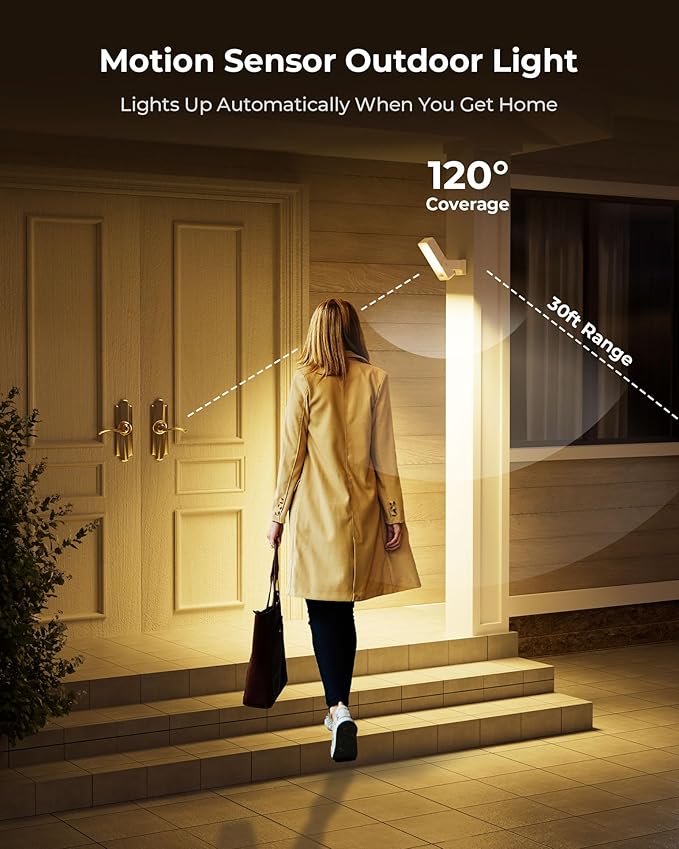 Motion Sensor Outdoor Light, 10000mAh Rechargeable Battery Operated Outdoor - Image 2