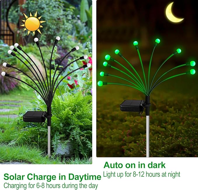 Kohlrabi Solar St Patricks Day Lights Outdoor, 10 Pack 80 LED Green Firefly - Image 3