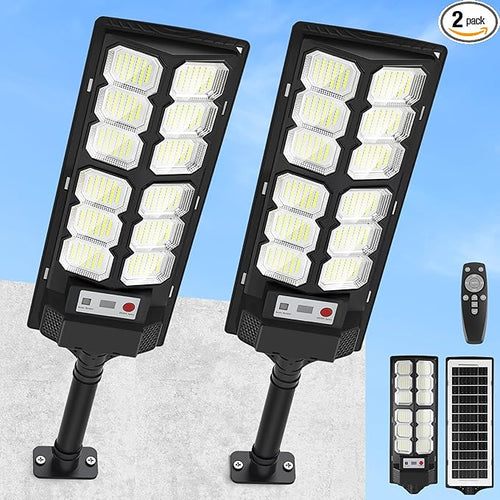 2 Pack Solar Street Lights Outdoor Waterproof 6500K 13000LM LED Solar Flood by IlluminateYourWorld