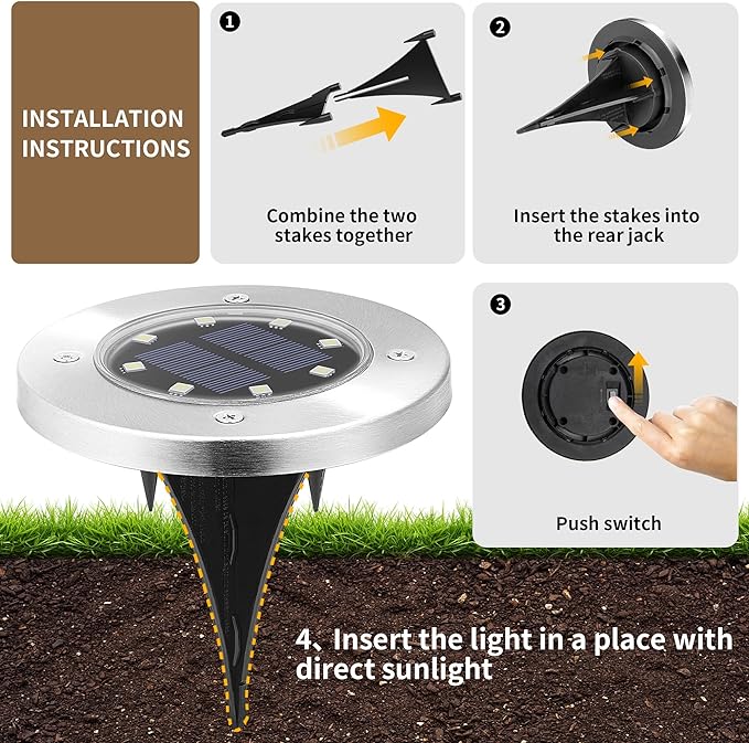 SOLPEX Solar Lights Outdoor Waterproof, 20 Pack Solar Ground Lights, Solar - Image 4