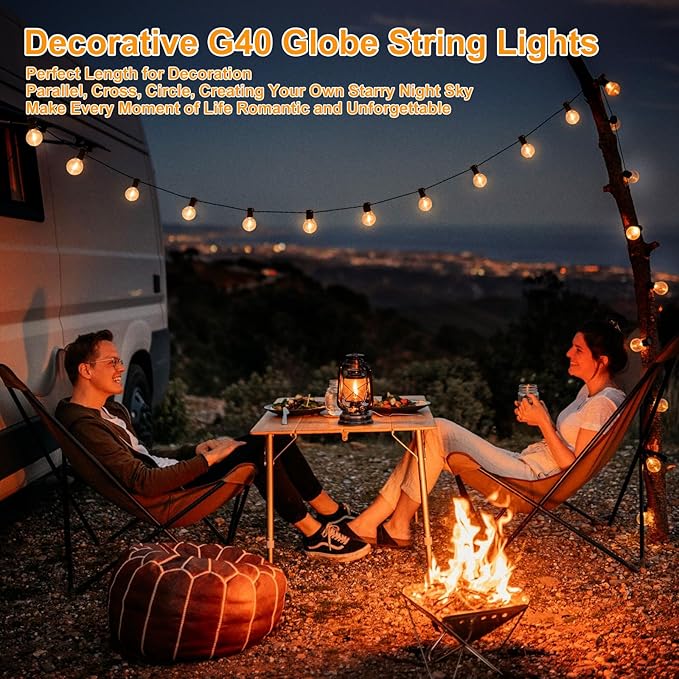 Outdoor G40 LED Globe String Lights 50Feet Dimmable Waterproof Shatterproof - Image 2