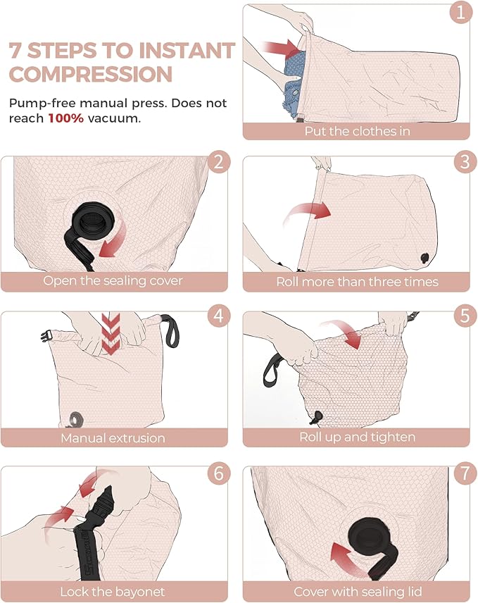 Travel Laundry Bag, Pump-free Vacuum Compression Dirty Clothes Bag, Large - Image 5