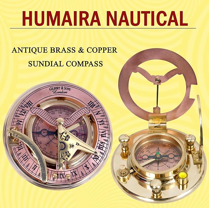 Humaira Nautical Vintage Brass Sundial Compass - Image 4