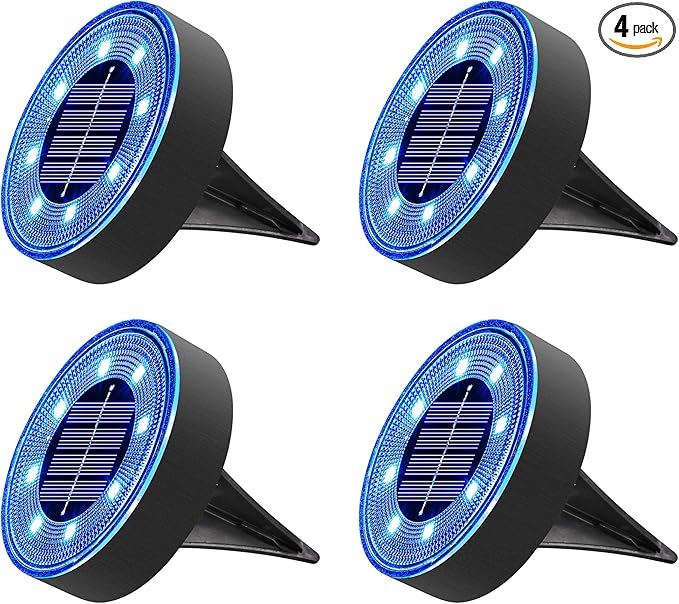 Joomer Solar Ground Lights, 4 Pack 8 LED Solar Lights Outdoor Waterproof IP68 by Joomer
