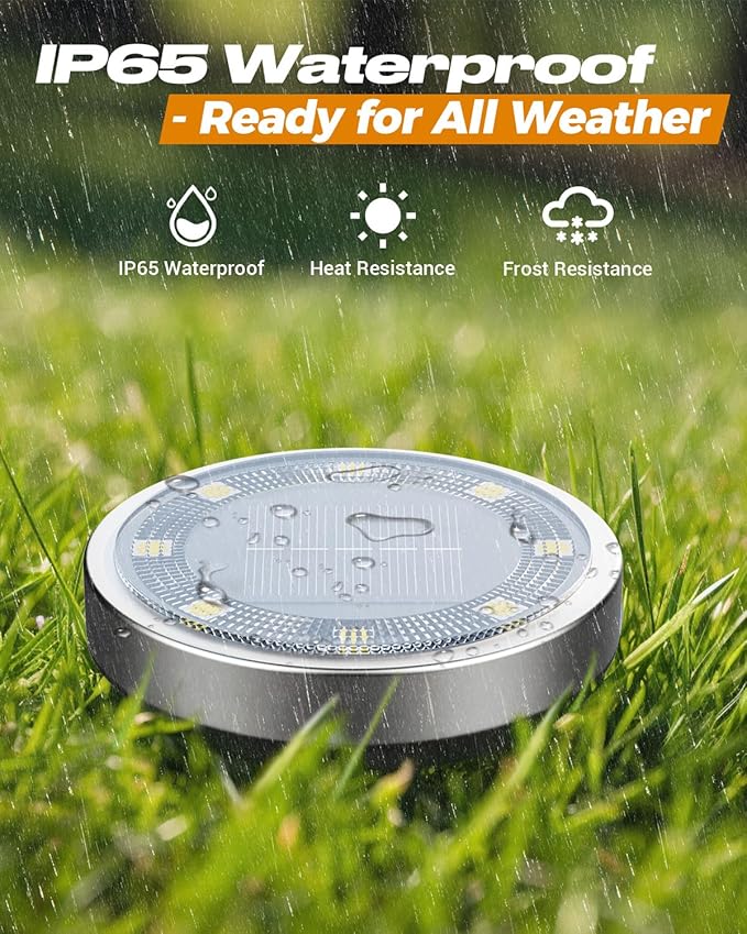 btfarm 24 Pack Solar Lights Outdoor, 8 LED Solar Ground Lights IP65 Waterproof - Image 3