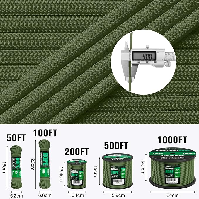 Paracord Rope 750 lb - 50ft 5/32" Parachute Cord 4MM 12-Strand para Cord - - Image 5