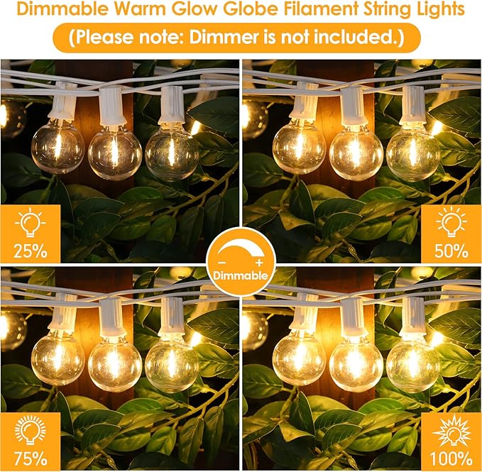 Mlambert 150Ft Outdoor String Lights, Connectable G40 Globe Patio Lights - Image 2