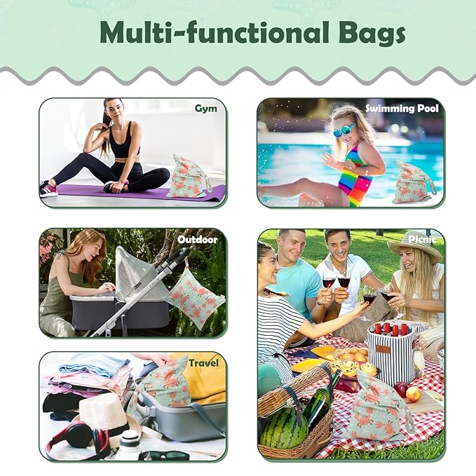 ALVABABY 3pcs Cloth Diaper Wet Dry Bags Waterproof Reusable - Image 4