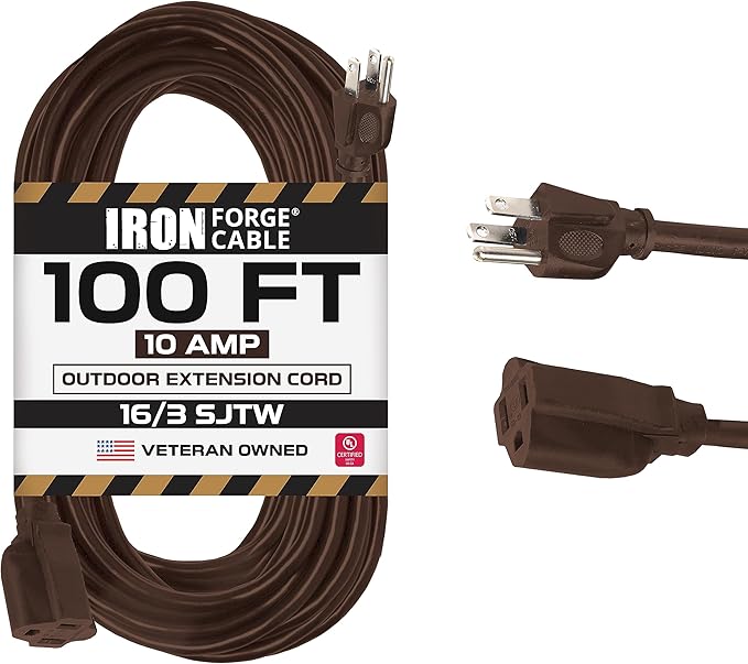 Iron Forge Cable Outdoor Brown Extension Cord 100 ft by IronForgeCable