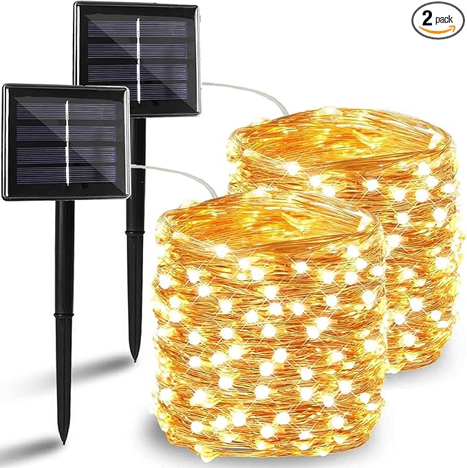 Solar String Lights Outdoor, 2 Pack 144FT 400 LED Solar Twinkle Lights by BHCLIGHT