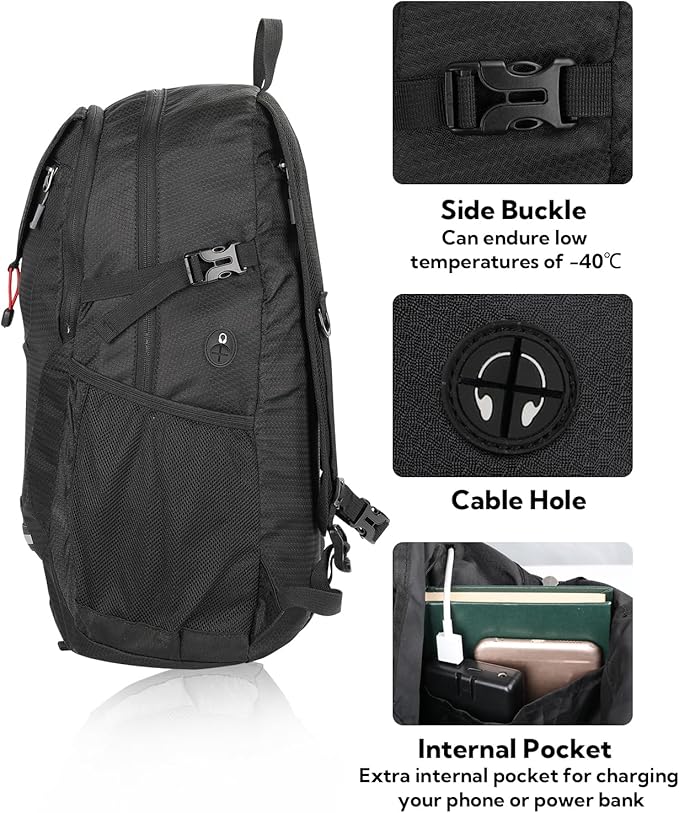 WATERFLY Lightweight Packable Hiking Backpack: 30L Foldable Travel Daypack - Image 4