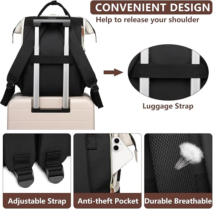 Focdod Laptop Backpack for Women, 17 Inch Work Business Backpacks Purse - Image 5