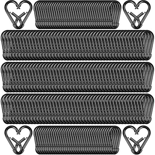200 Pack 1.57" Heavy Duty Carabiner Clips, M4 Black Galvanized Steel Spring by SEUNGCH