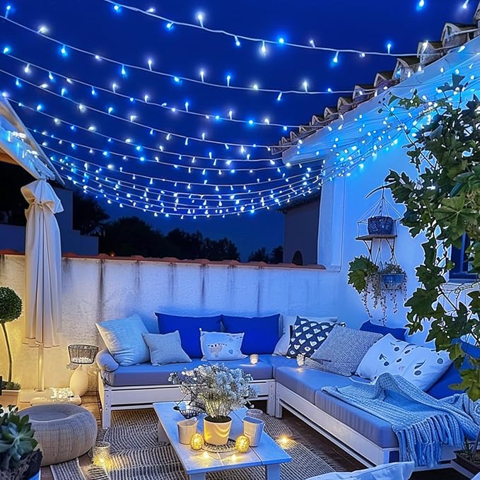 JMEXSUSS 400 LED Christmas Lights Indoor Outdoor, 132 ft 8 Modes Blue and White - Image 8