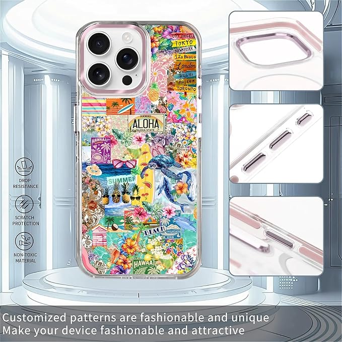 Case for iPhone 15 Pro Max, Hawaii Aloha Cover Coastal Beach Collage Phone Case - Image 2