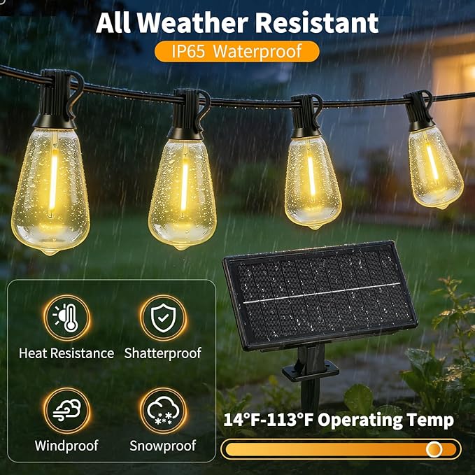 Outdoor Solar String Lights Waterproof: ST38 82ft Shatterproof Patio Lights - Image 2