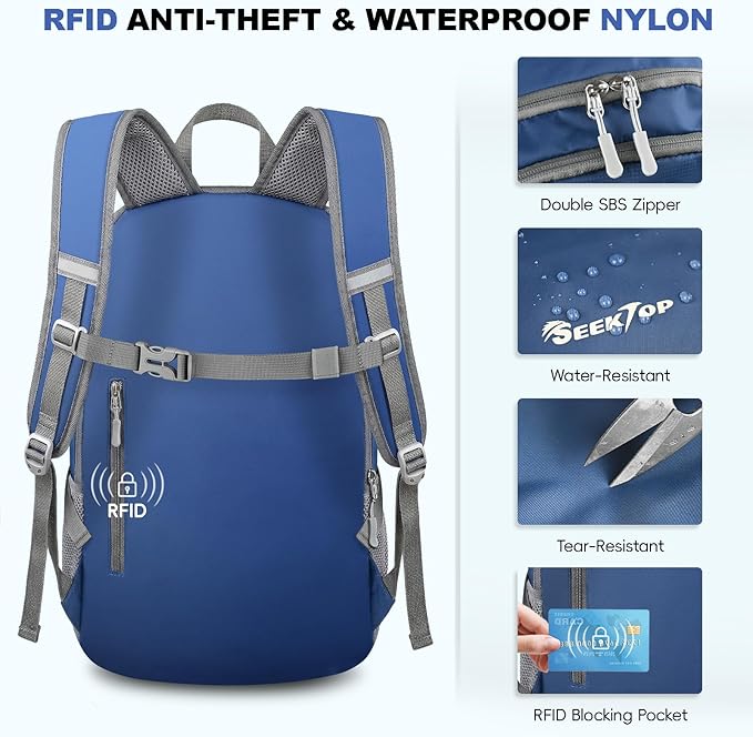 Seektop Lightweight Packable Hiking Backpack Waterproof Expandable 20L-28L - Image 6