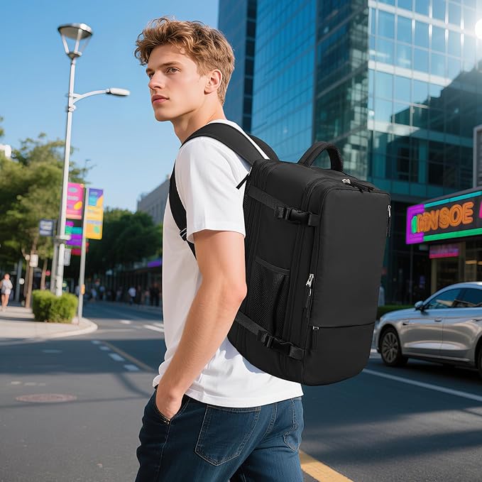 Sinaliy Large Travel Backpack for Women Men, Expandable 40L Carry On Backpack - Image 3