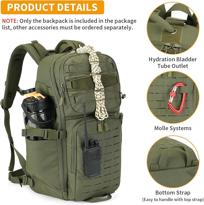 HUNTVP Tactical Backpack for Men 35L Military Backpack MOLLE 1000D Army Daypack - Image 6
