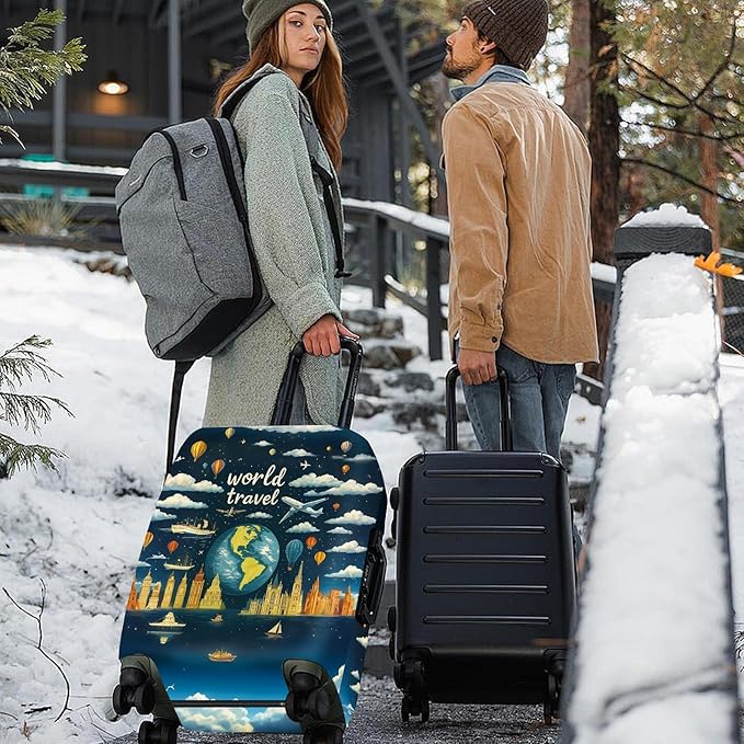 ANNA QUEEN World Travel Luggage Cover, Adventure Theme Suitcase Protector - Image 7