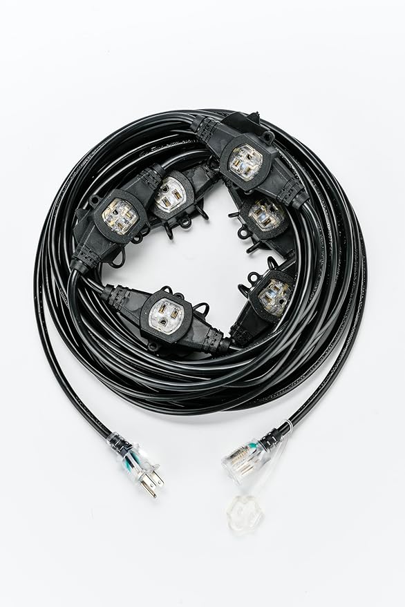 50FT 14 Gauge Heavy Duty Multi-Outlet Outdoor Extension Cord, 7 Evenly Spaced - Image 8