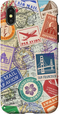 World Map Travel Passport Stamps Postage Stamp Case by Unknown