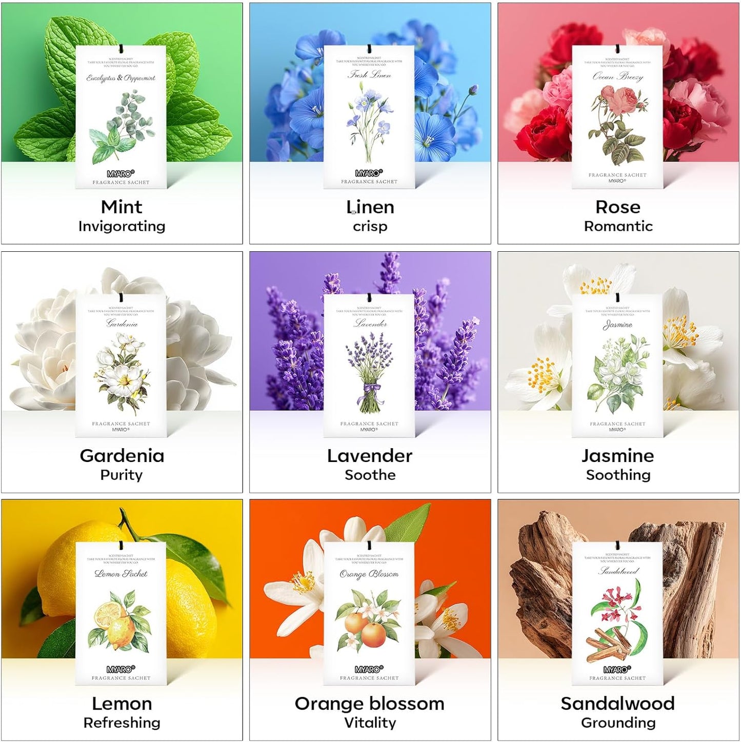 MYARO 12 Packs Lavender Scented Sachets Air Freshener for Drawer and Closet, Long-Lasting Sachets Bags Drawer deodorizers Fresh Scents, Home Fragrance for Lover