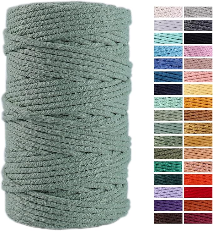 Bluish Green Macrame Cord 4mm x 109Yards, Colored Cotton Rope Craft Cord by AestheticDesignforYou