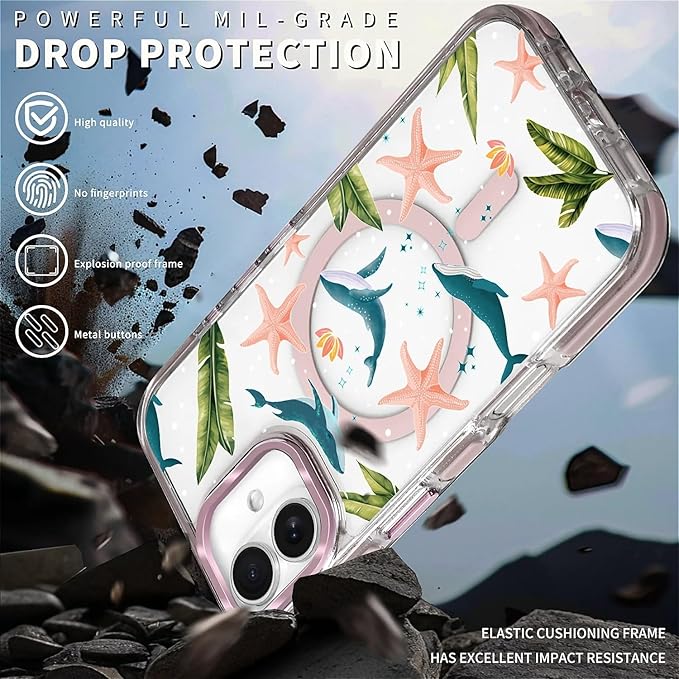 Case for iPhone 16 Plus, Sealife Whale Ocean Wildlife Clear Phone Case - Image 5