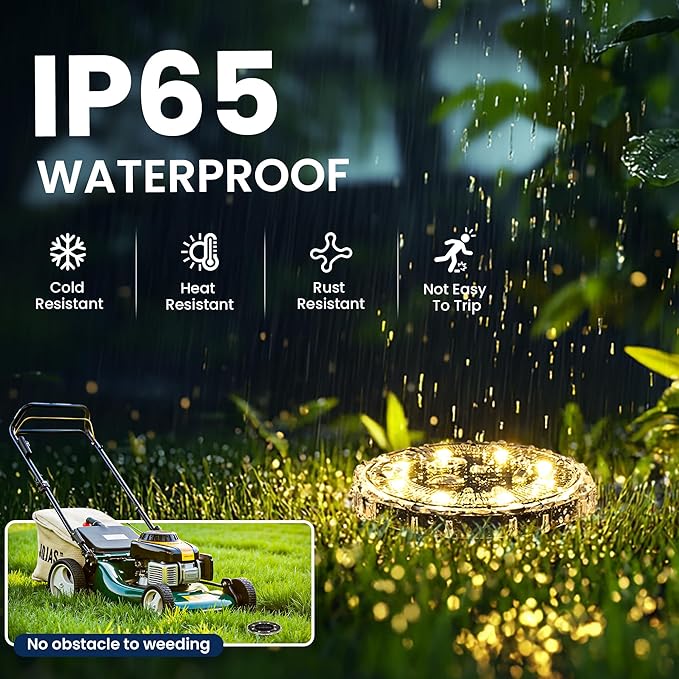 SOLPEX Solar Ground Lights 12 Pack, Solar Pathway Lights Outdoor Waterproof - Image 5
