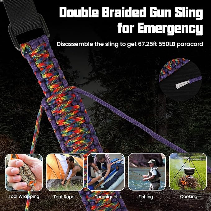 Double Braide 550LB Shotgun Sling 2 Point Paracord Rifle Sling, Non-Slip - Image 3