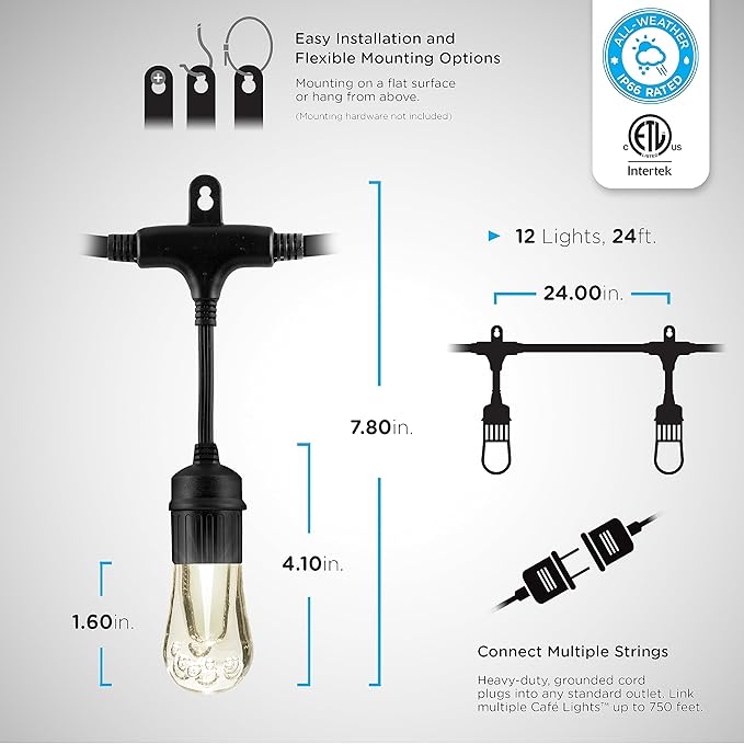 Enbrighten Vintage Outdoor String Lights, 12 RGB Acrylic Bulbs, Weatherproof - Image 3