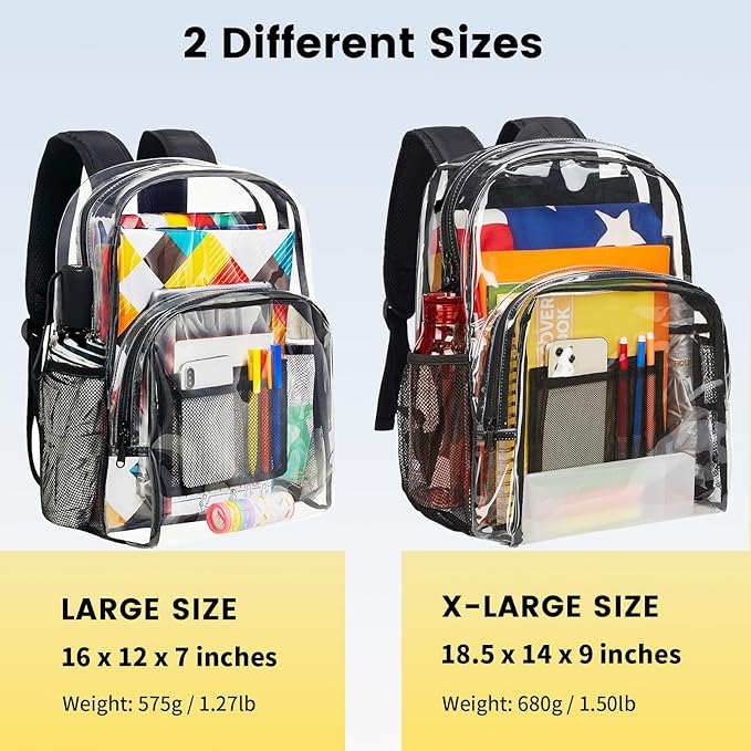 Vorspack Clear Backpack Heavy Duty PVC Transparent Backpack Extra Large Clear - Image 2