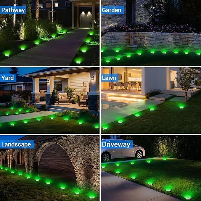 Peasur Mini Solar Ground Lights Outdoor, 4 Pack Flat Solar Powered Disc Lights - Image 6