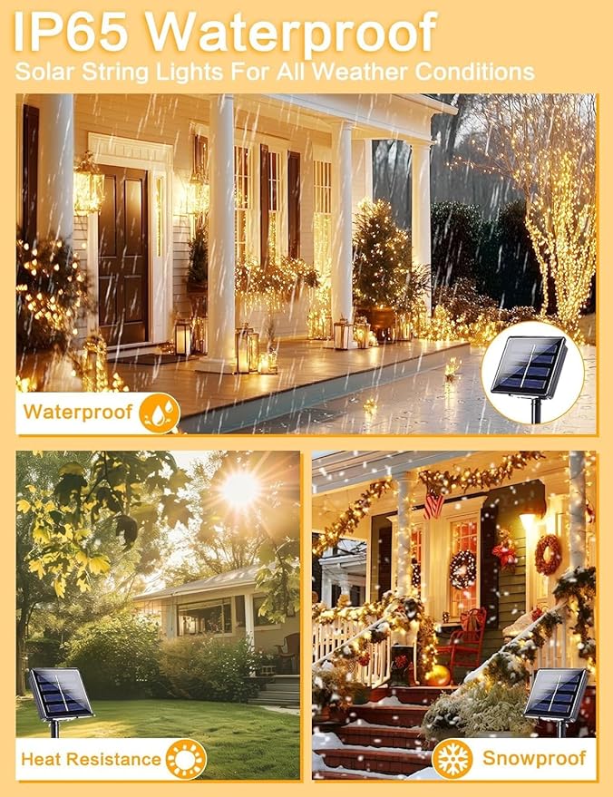 Solar Christmas String Lights Outside, 3 Pack Total 120FT 300 LED Solar Garden - Image 3