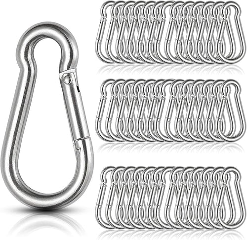 60Pcs Stainless Steel Carabiner Clip Spring-Snap Hook 1/4 in, M6 x 2 3/8 Inch by LISHINE