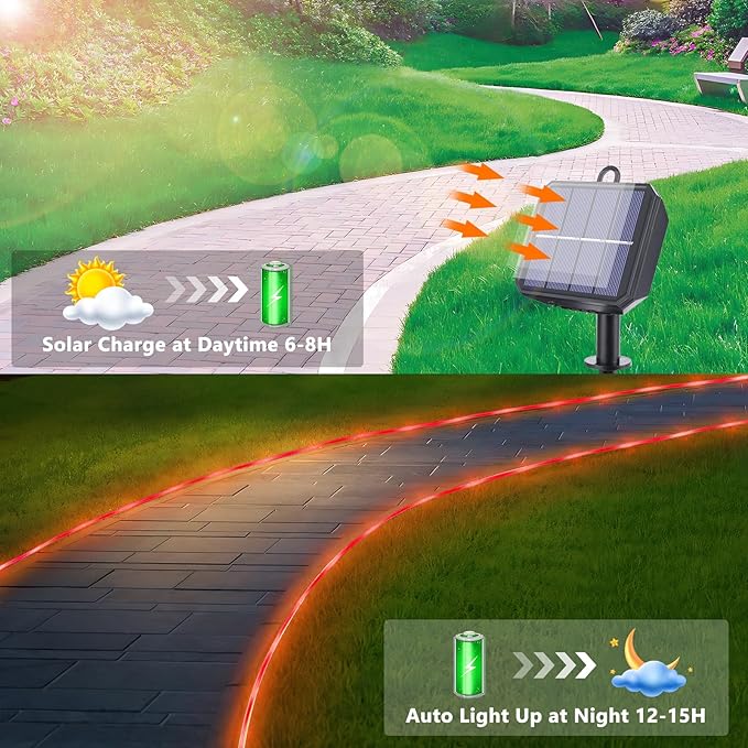 Solar Rope Lights, 2 Packs Total 132ft 400LED Solar String Lights, 8 Modes - Image 4