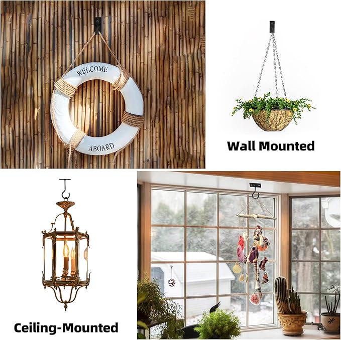 2Pcs 2.5in Ceiling Hooks for Hanging Plants Black - Image 3