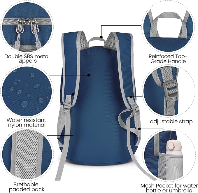 ZOMAKE Lightweight Packable Backpack 28L, Foldable Backpacks Water Resistant - Image 4