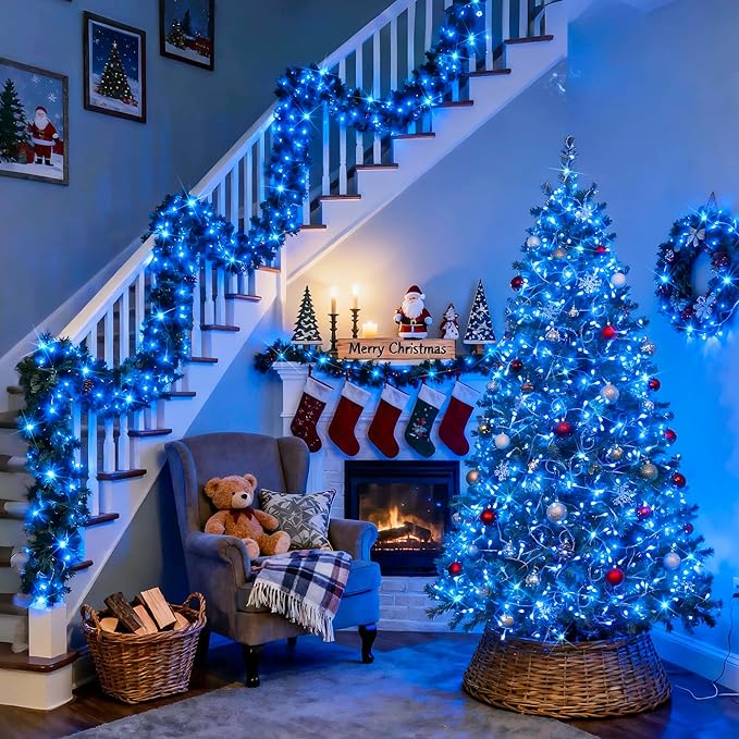 JMEXSUSS Blue Christmas String Lights Indoor Outdoor, 66ft 200 LED Blue String - Image 8