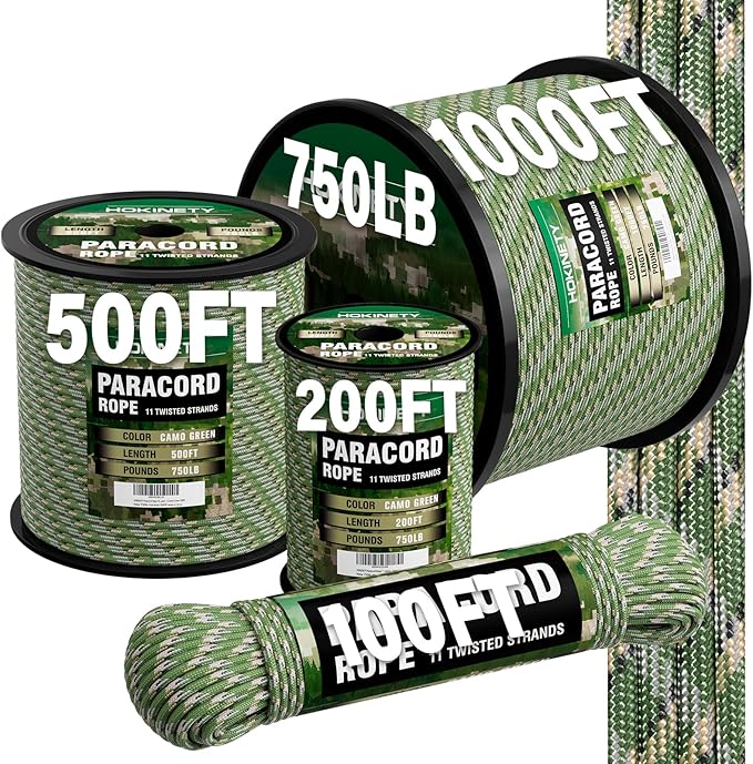 750lb Paracord Rope - 4mm 11 Strand Parachute para Cord Spool Rope Utility by HOKINETY
