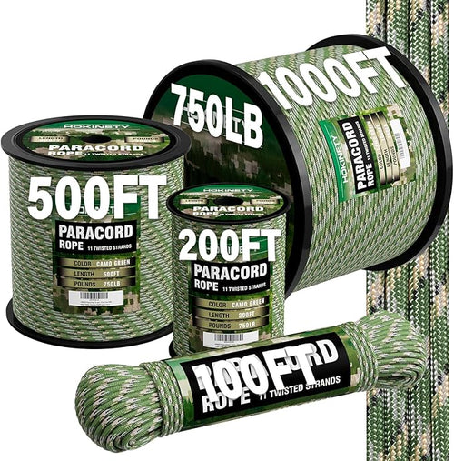 750lb Paracord Rope - 4mm 11 Strand Parachute para Cord Spool Rope Utility by HOKINETY