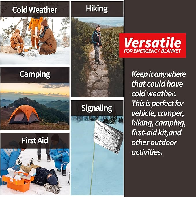 Emergency Thermal Blanket, Mylar Space Blanket Survival Kit - Image 7