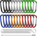 2.4" 24pcs Small Carabiner Clip Keychain, Aluminum D Ring Shape Clips by XIECHANEE