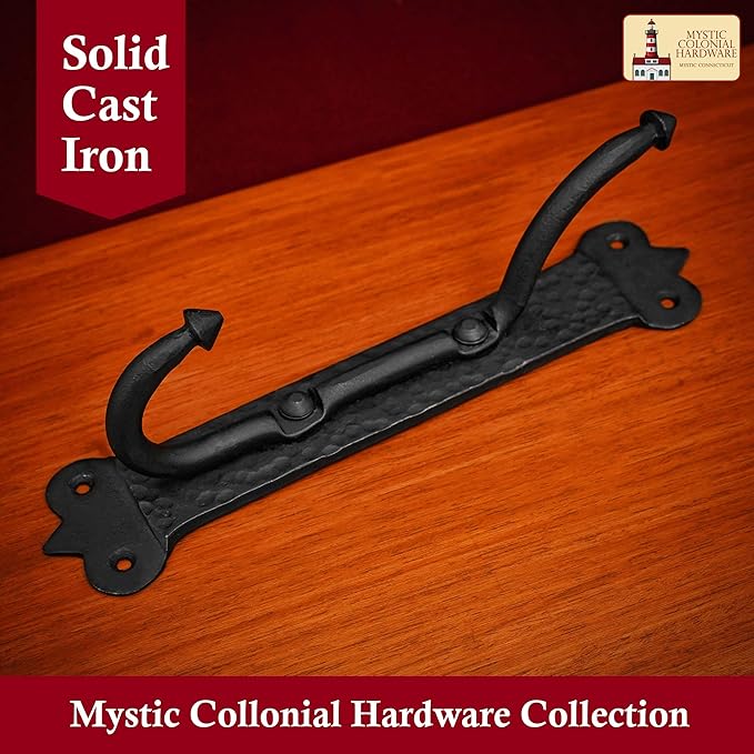 Mystic Colonial Solid Cast Iron Coat Hook – Large Vintage Victorian, Medieval - Image 7