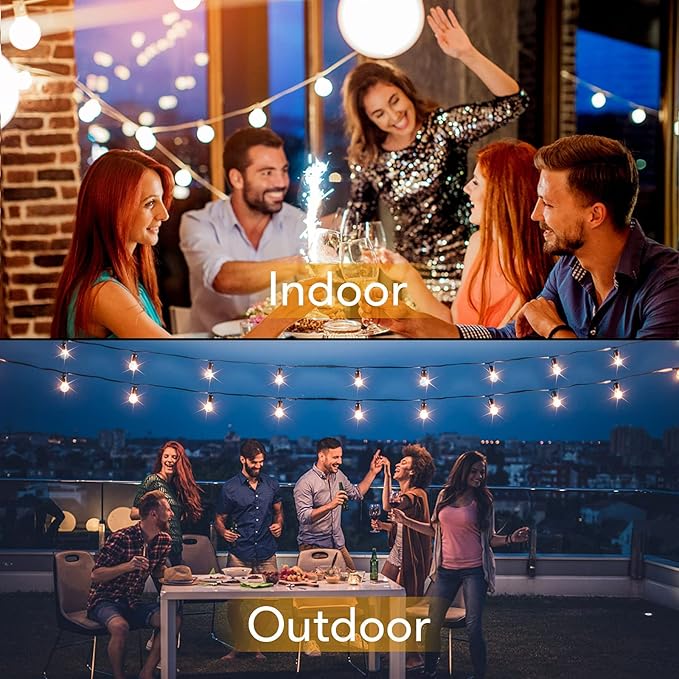 50FT Outdoor String Lights Waterproof, Bright 2700K LED Patio Lights String - Image 2