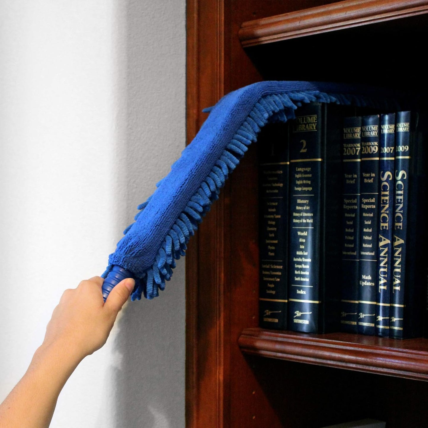 CleanAide Handheld Reusable Microfiber Flex Duster – Bendable, Lightweight, Dust Cleaner for Blinds, Shutters, Radiators, Electronics, Glass, Hard-to-Reach Areas – Machine Washable, 20”, Blue