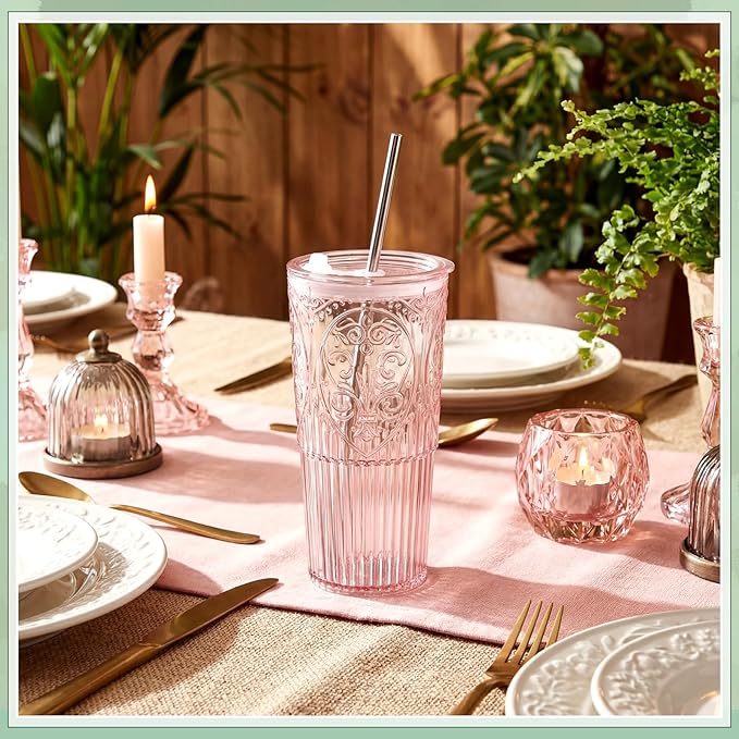 4 Set 20oz Vintage Plastic Tumbler - Image 4