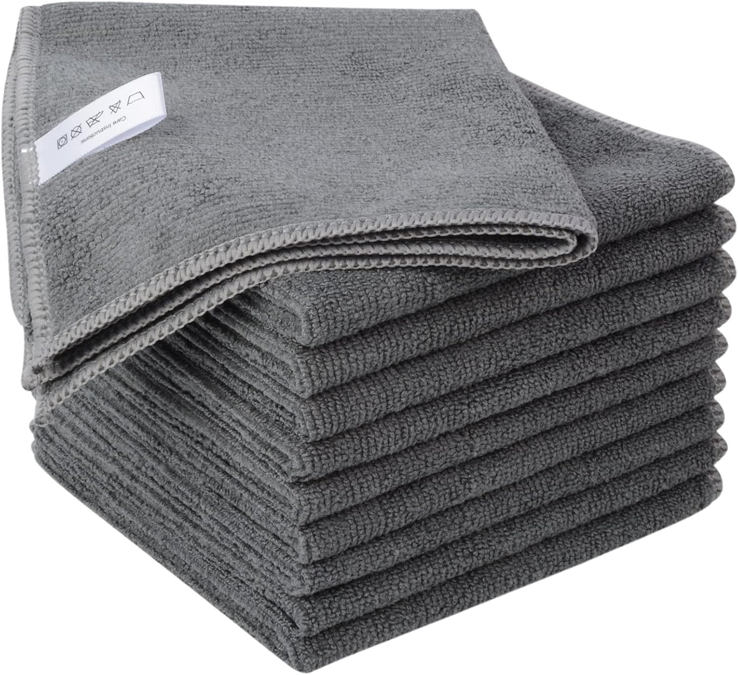 KinHwa Kitchen Washcloths for Dishes Absorbent Microfiber Dish Cloths Quick Dry Dish Rags with Poly Scour Scrub Side Ideal for Kitchen Cleaning (Gray, 12inchx12inch 10 Pack)