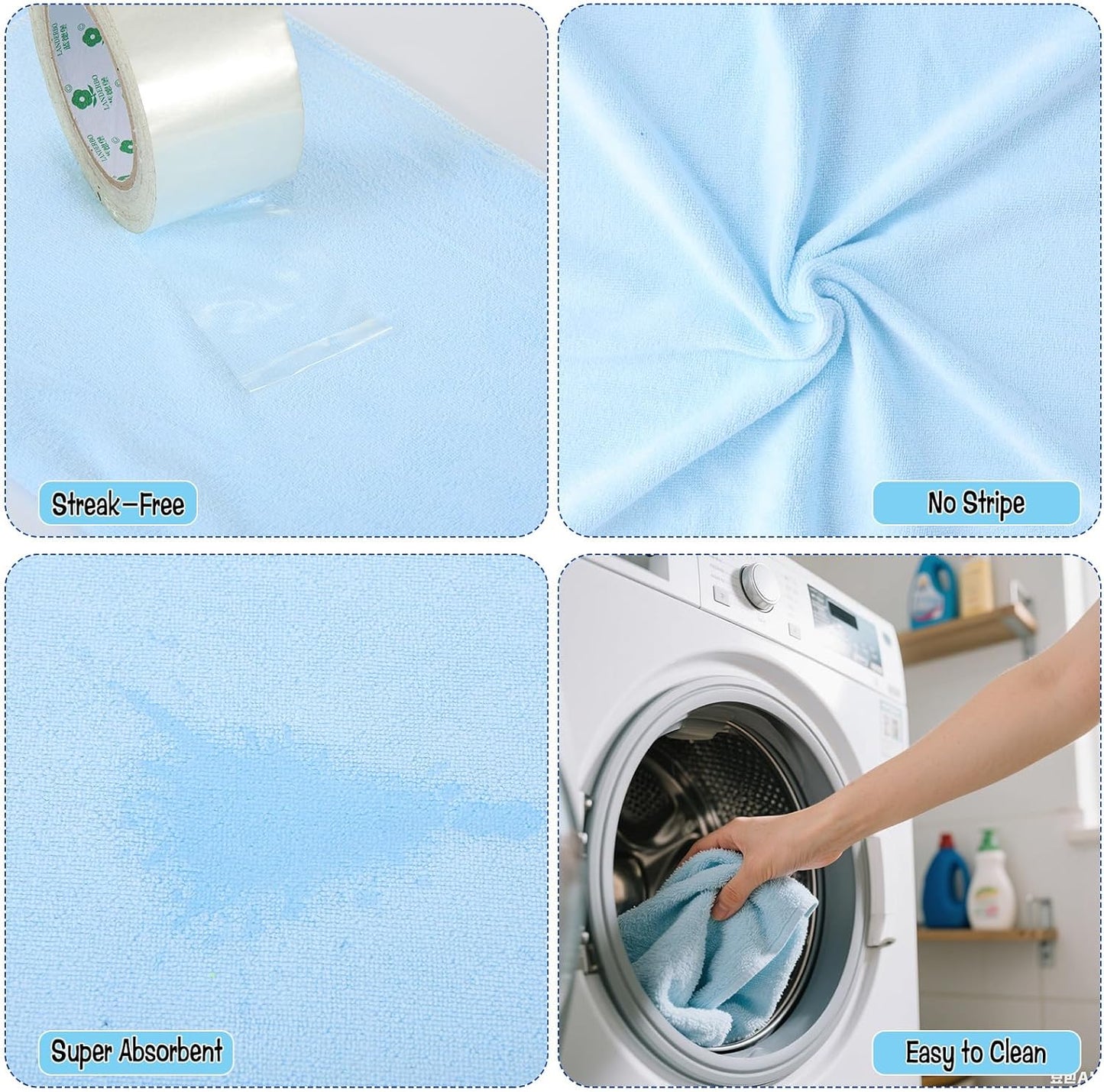 6 Pack Extra Large Microfiber Cleaning Cloths 20"x30", Lint-Free Reusable Towels for Home, Glass, Windows, Office, Kitchen, Bathroom – Mixed Blue